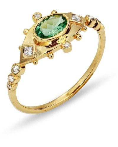 Celine Daoust Green Tourmaline And Diamond Eye Yellow Gold Ring - Metallic