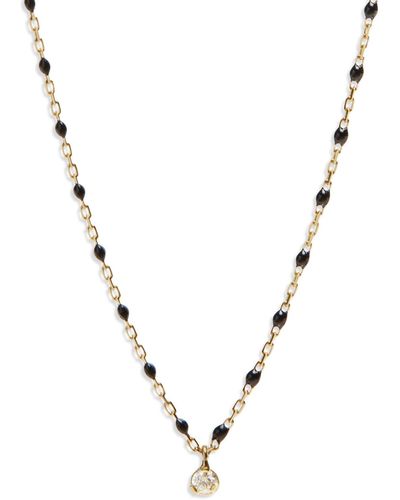 Gigi Clozeau Mini Gigi One Diamond Black Resin Yellow Gold Necklace - Metallic