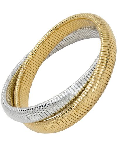 Janis Savitt Small Yellow Gold And Rhodium Plated Double Cobra Bracelet - Metallic