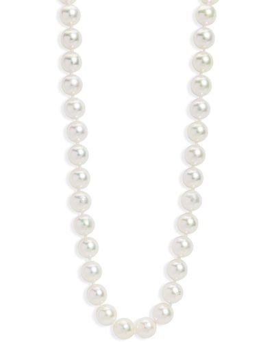 Cathy Waterman Akoya Pearl Platinum Tassle Strand Necklace - White