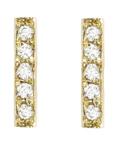 Jennifer Meyer Diamond Yellow Gold Bar Stud Earrings - Metallic