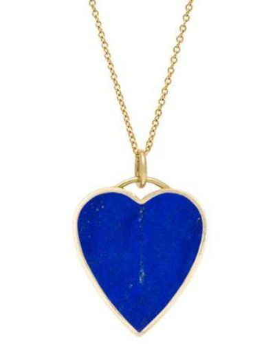 Jennifer Meyer Lapis Inlay Heart Yellow Gold Necklace - Blue