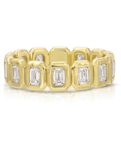 Octavia Elizabeth Petite Emerald Cut Diamond Nesting Gem Yellow Gold Eternity Ring - Metallic