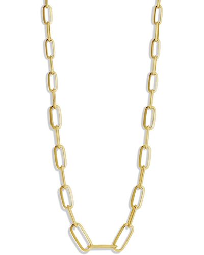 Lizzie Mandler Graduated Knife Edge Oval Link Chain Yellow Gold Necklace - Metallic
