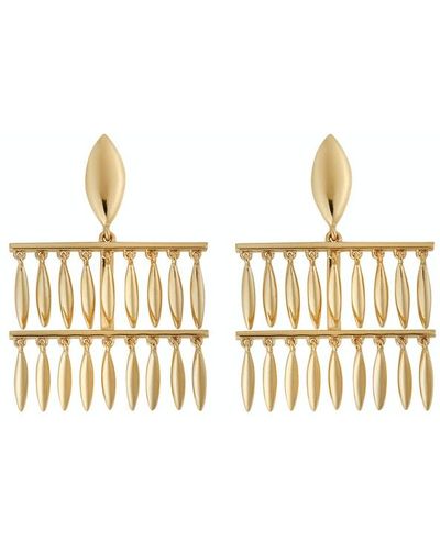 Ileana Makri Mini Grass Raining Yellow Gold Drop Earrings - Metallic