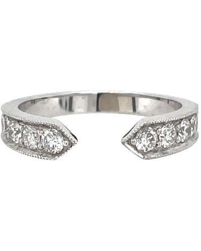 Lizzie Mandler Diamond White Gold Chevron Ring - Metallic
