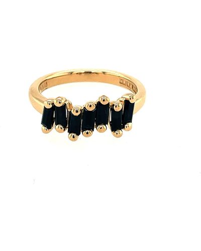Suzanne Kalan Black Sapphire Fireworks Yellow Gold Ring, 6 - Metallic