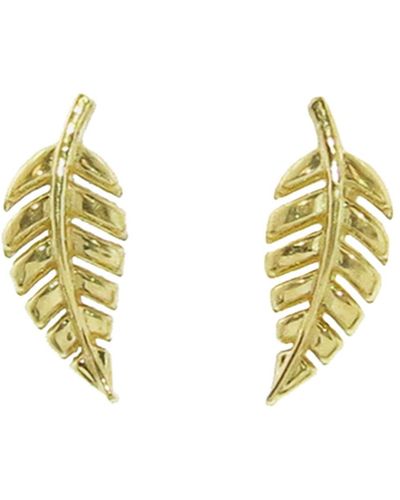 Jennifer Meyer Mini Leaf Stud Yellow Gold Earrings - Metallic