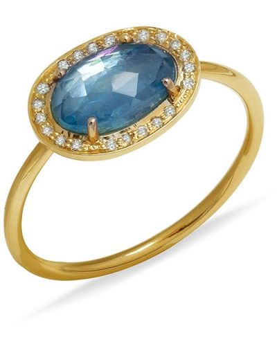 Celine Daoust Stella Aquamarine And Diamond Yellow Gold Ring - Blue