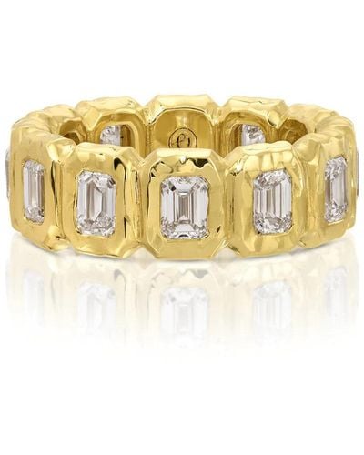 Octavia Elizabeth Emerald Cut Diamond Nesting Gem Yellow Gold Eternity Ring - Metallic