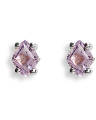 KALAN by Suzanne Kalan Rose De France Diamond Shape White Gold Stud Earrings - Pink