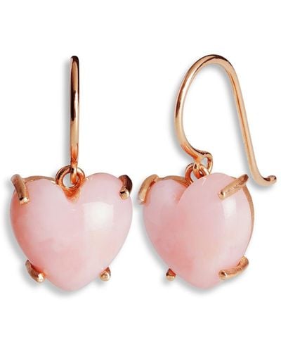 Irene Neuwirth Pink Opal Heart Rose Gold Drop Earrings