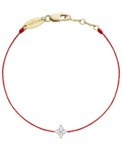 RedLine Shiny Red String Diamond Yellow Gold Bracelet - Metallic