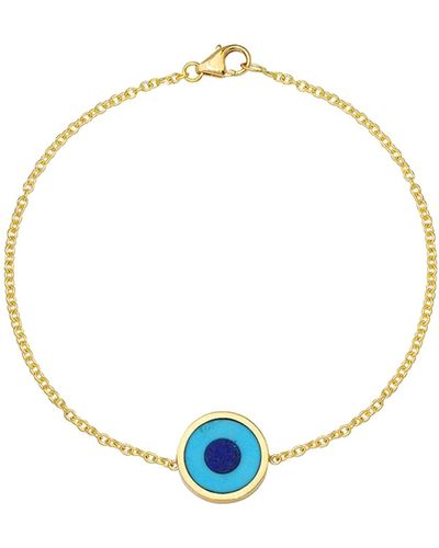 Jennifer Meyer Mini Turquoise Lapis Inlay Evil Eye Yellow Gold Bracelet - Blue
