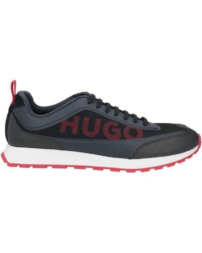 HUGO Midnight Sneakers Leather, Textile Fibers - Blue