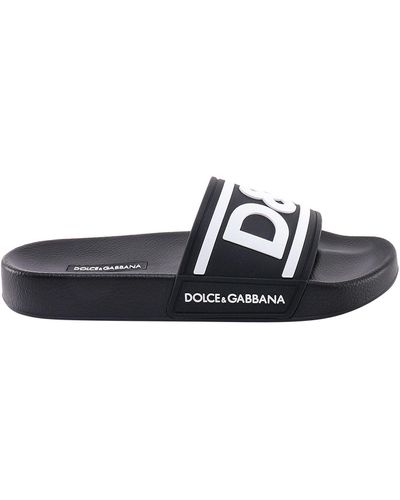 Dolce & Gabbana Pantoletten mit dg-Logo - Schwarz