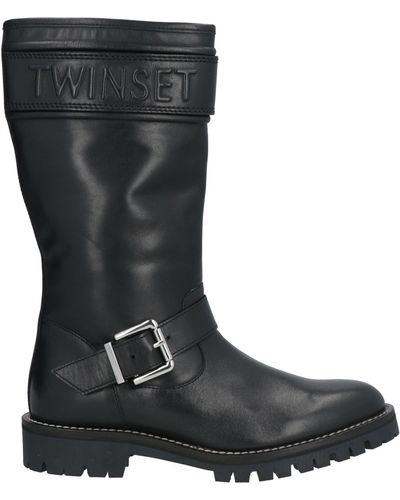 Twin Set Boot Leather - Black