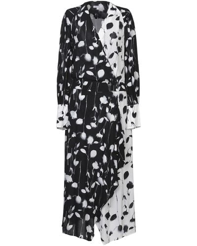 Equipment Neema Long-sleeve Abstract Floral-print Long Wrap Dress - Black