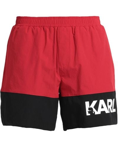 Karl Lagerfeld Med Badeshorts in Colour-Block-Optik - Rot