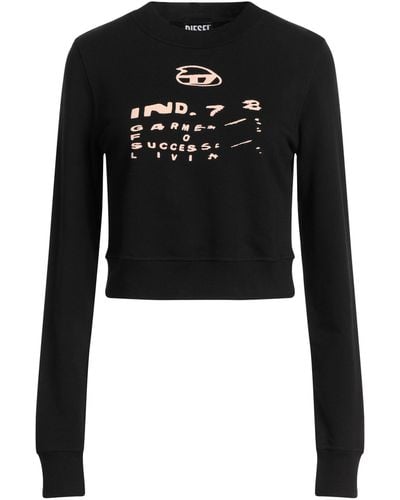 DIESEL Verkürztes Sweatshirt mit verschwommenem Logo - Schwarz