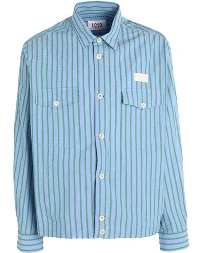 LC23 Seersucker Stripes Overshirt Shirt Cotton - Blue