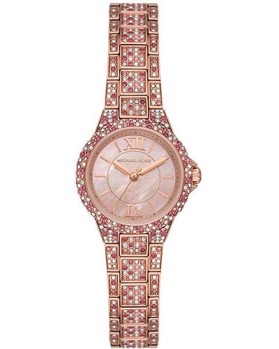 Michael Kors Camille Rose-goldtone & Crystal Mini Bracelet Watch - Pink
