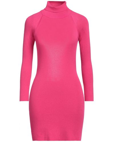 Akep Fuchsia Mini Dress Viscose, Polyester - Pink
