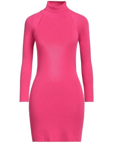 Akep Fuchsia Mini Dress Viscose, Polyester - Pink