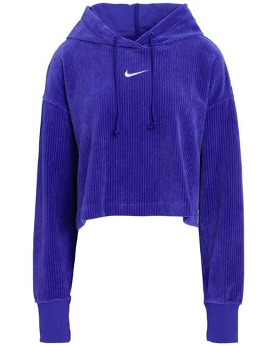 Nike – kapuzenpullover aus samtigem cord - Blau