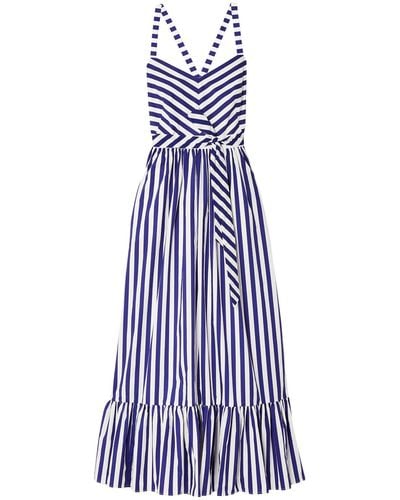 J.Crew Stripe Ruffle Cotton Maxi Dress (regular & Plus Size) - Blue