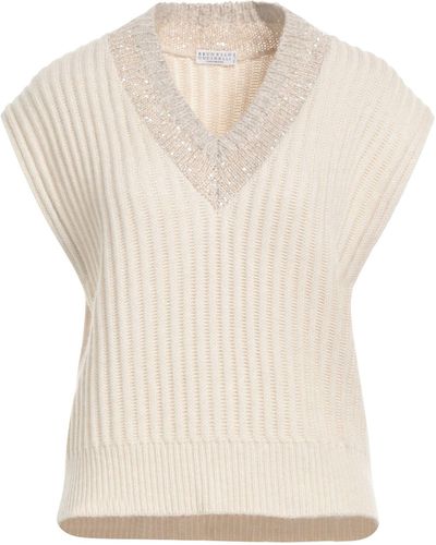 Brunello Cucinelli Ivory Sweater Cashmere, Polyester, Polyamide, Mohair Wool, Metallic Fiber - White