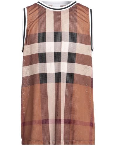 Burberry Checked Mesh Tank Top - Brown