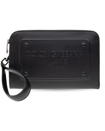 Dolce & Gabbana Pouche avec logo en relief - Noir