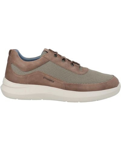 Stonefly Khaki Sneakers Calfskin, Textile Fibers - Brown