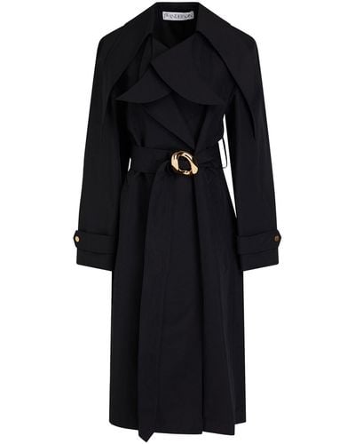 JW Anderson Belted Cotton-blend Faille Trench Coat - Black