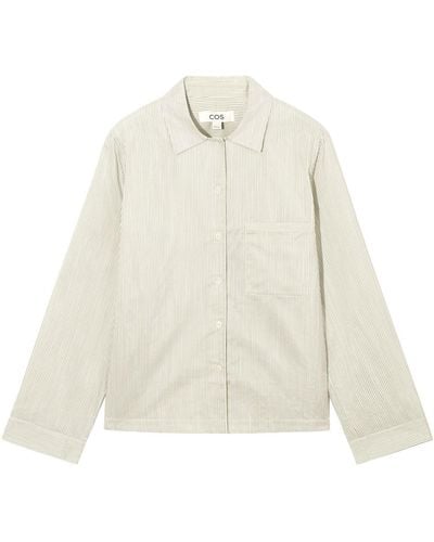 COS Striped Silk Pyjama Shirt - White
