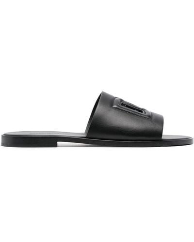 Dolce & Gabbana Sandalias con logo en relieve - Negro