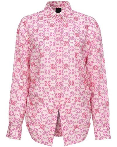 Pinko Camisa de muselina con monograma y bordado - Rosa