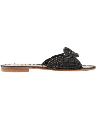 Carrie Forbes Sicilia Bicolor Raffia Flat Sandals, Black, Women's, 35EU, Sandals Flat Sandals