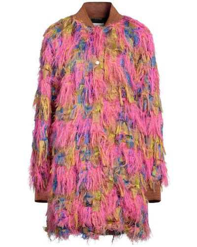 Dries Van Noten Fuchsia Overcoat & Trench Coat Polyester, Cotton, Acetate, Silk - Pink