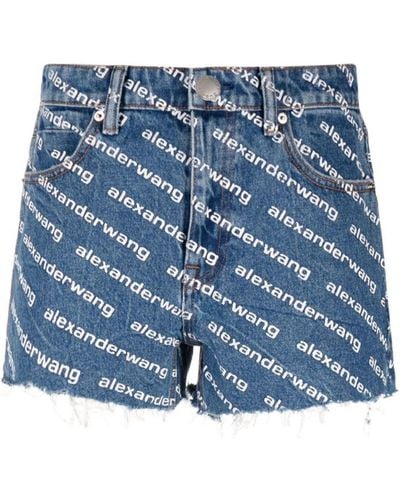 Alexander Wang Jeans-Shorts mit Logo-Print - Blau