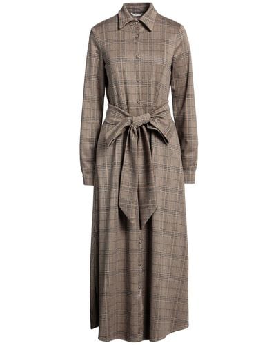 813 Ottotredici Khaki Midi Dress Polyester, Modal - Brown