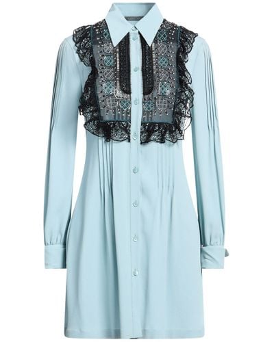 Alberta Ferretti Sky Mini Dress Acetate, Silk, Polyamide, Cotton - Blue