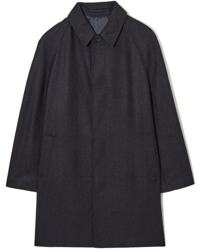 COS Checked Felted-wool Car Coat - Blue