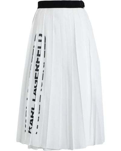 Karl Lagerfeld Pleated Wrap Midi Skirt - White