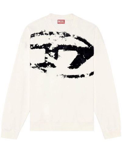 DIESEL S-Boxt Sweatshirt mit beflocktem Logo - Weiß