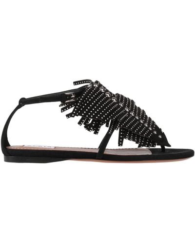 Alaïa Alaia Embellished Suede Thong Sandals - Black
