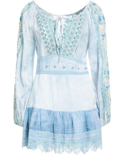 LoveShackFancy Valensole Embroidered Chelie Mini Dress - Blue