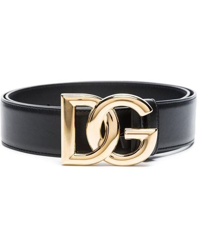 Dolce & Gabbana Ledergürtel mit Logoschnalle - Schwarz