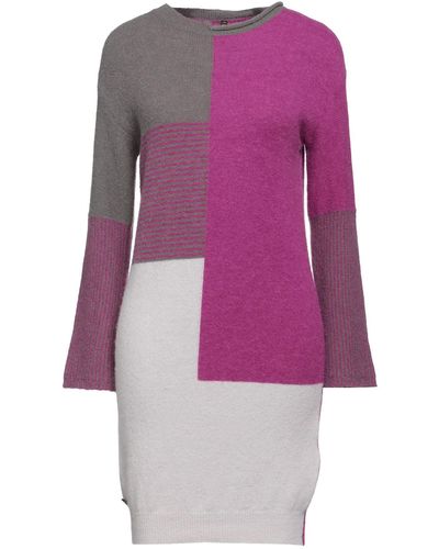 Manila Grace Fuchsia Mini Dress Polyester, Acrylic, Alpaca Wool, Wool, Elastane - Purple